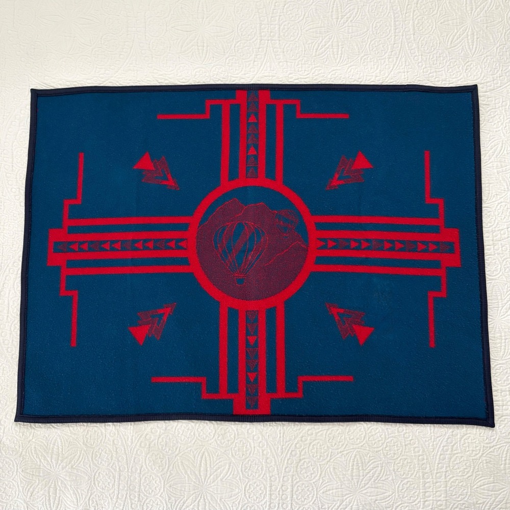 RARE Pendleton Made in USA Wool Hot Air Balloon Blanket,‎ Red / Blue (32" x 45")